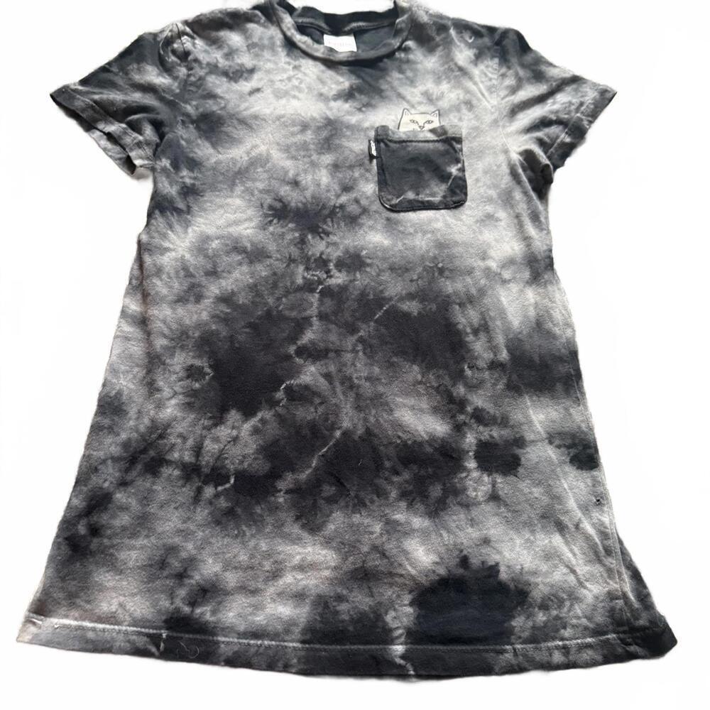 RIPNDIP Small Nermal Pocket Tee Shirt Black Gray Tie Dye Ripndip